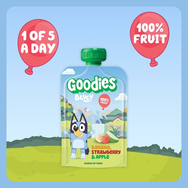 Goodies Bluey kids smoothie Banana Strawberry Apple 4x100g, UK version