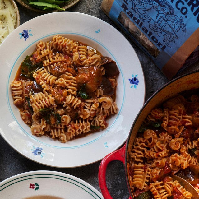 Northern Pasta Co. Radiatori spelt pasta 450g, imported from the UK