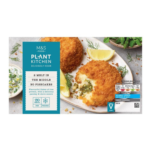 M&S Plant Kitchen Vegan No Fish Cakes melt in the middle 290g, imported from the UK