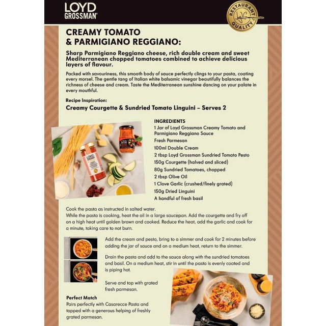 Loyd Grossman pomodoro mascarpone wild garlic pasta sauce jar - British product
