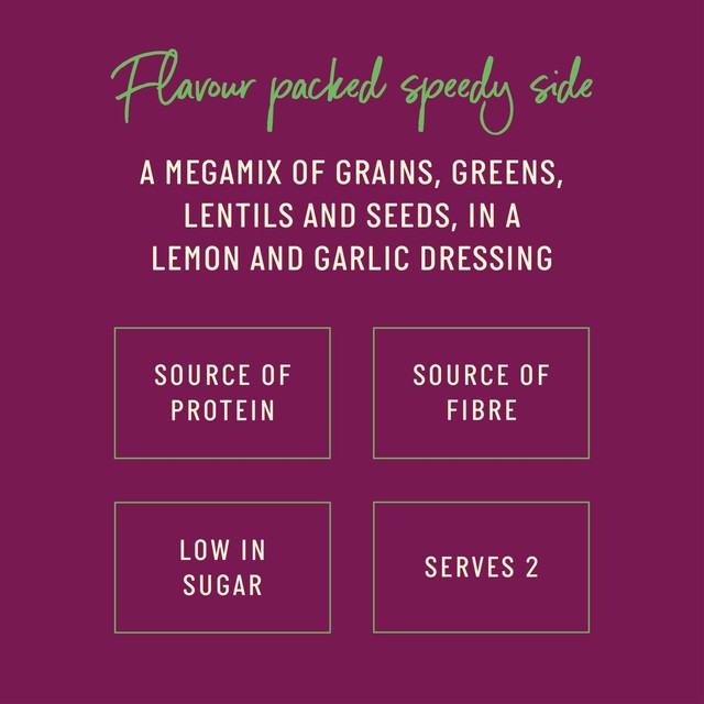 Jamie Oliver Mega Med Grains with lemon garlic dressing, imported from the UK