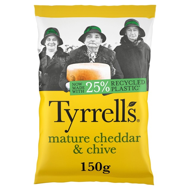 Tyrrells chips med moden cheddar og gressløk 150 g (britisk merke)
