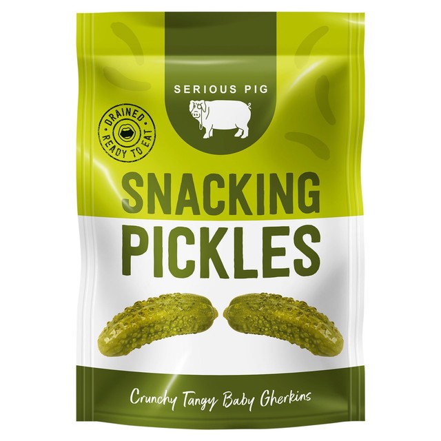 Serious Pig crunchy tangy mini gherkins 40g (British brand)