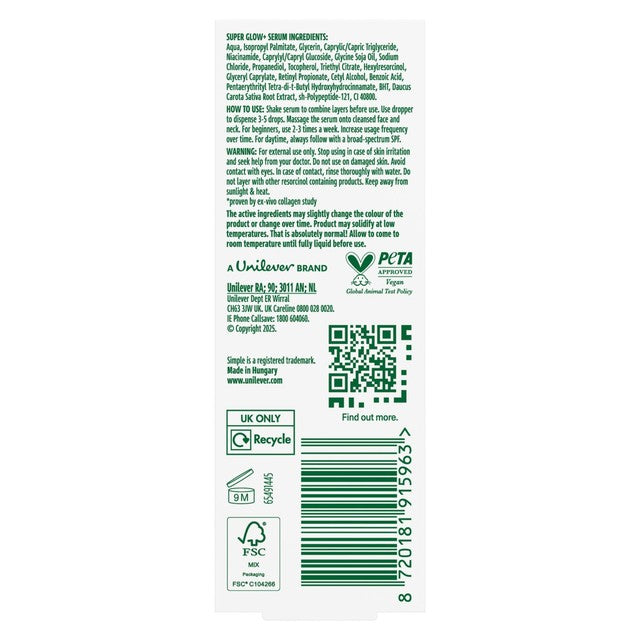 Simple Glow Bi-Phase Serum, UK version