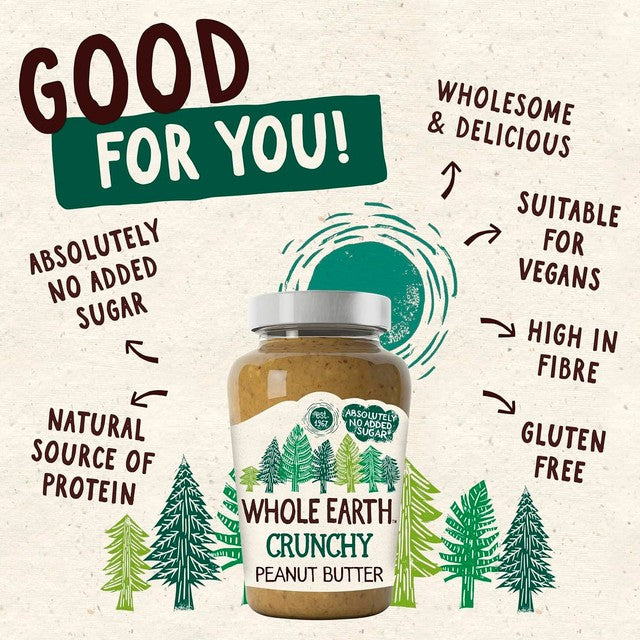 Whole Earth crunchy peanut butter, imported from the UK