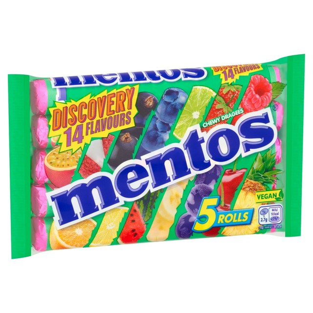 Mentos Discovery Chewy Fruit Flavoured Sweets 5 x 37.5g Multipack, imported from the UK