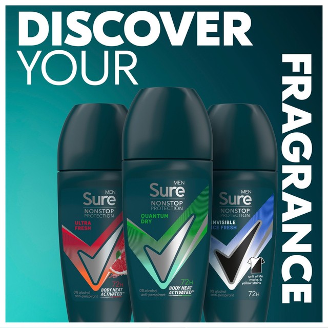 Sure Men 72hr Nonstop Antiperspirant Deodorant Roll On Quantum Dry