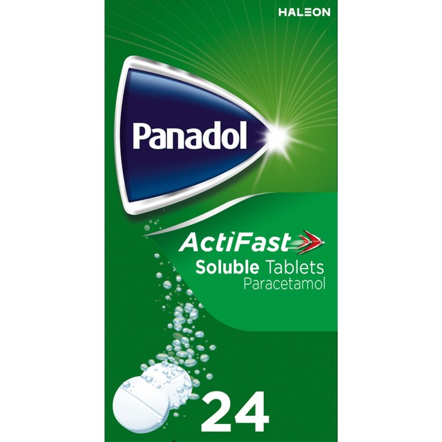 Panadol ActiFast Soluble Tablets Paracetamol 24 count, UK version