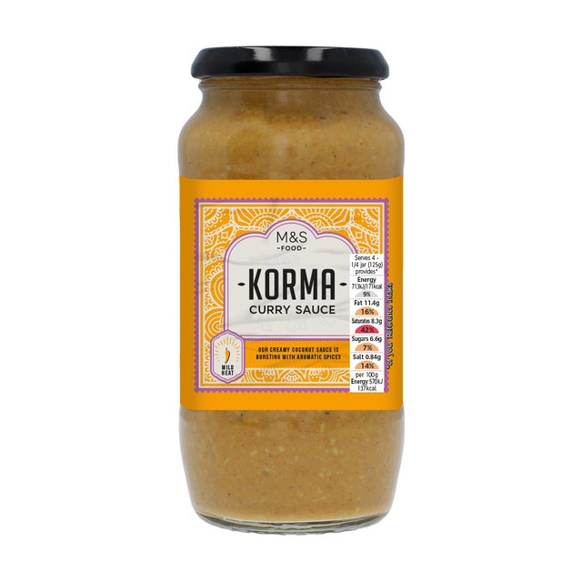 M&S korma curry sauce 500g, imported from the UK