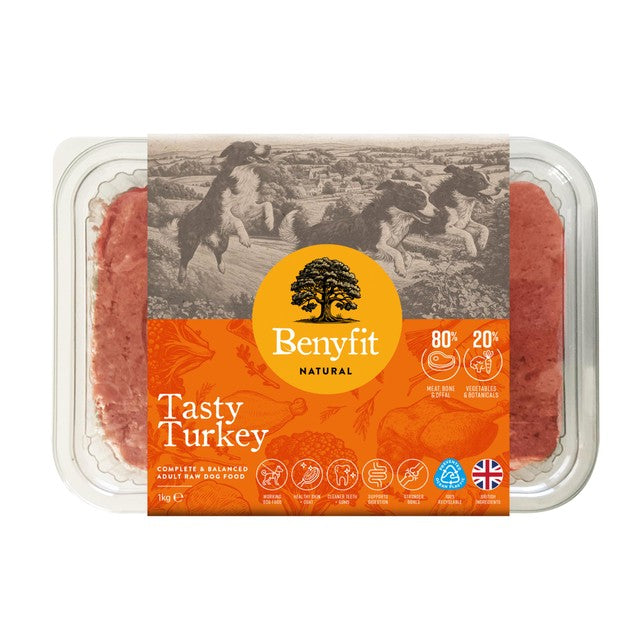 Benyfit Natural tasty turkey raw dog food 1kg - British product