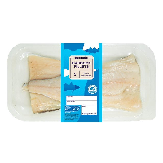 Ocado Haddock Fillets Skin on & Boneless 280g, imported from the UK