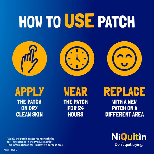 Patch Clair NiQuitin CQ 21 mg Étape 1, importé du Royaume-Uni