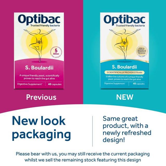 Optibac Saccharomyces Boulardii probiotic capsules 16 count, imported from the UK