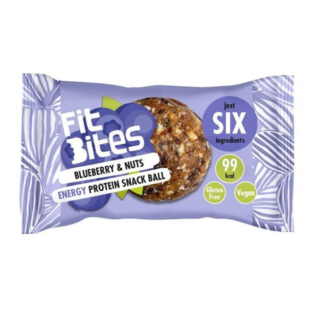 Fitbites blueberries and nuts energy protein snack ball 30g - British product