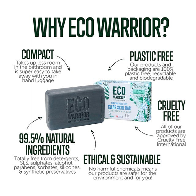 Little Soap Company Eco Warrior Clear Skin Bar soap bar 100g - British product