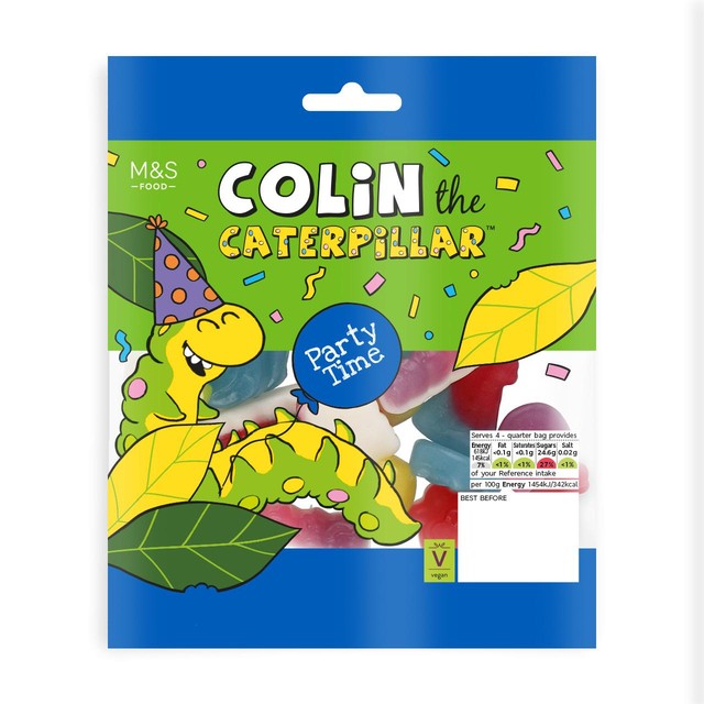 Marks & Spencer Colin the Caterpillar Party Time Fruit Gums 170g, imported from the UK