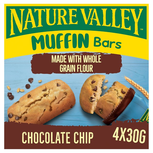 Nature Valley Chocolate Chip Muffin Bars 4 x 30g, imported from the UK
