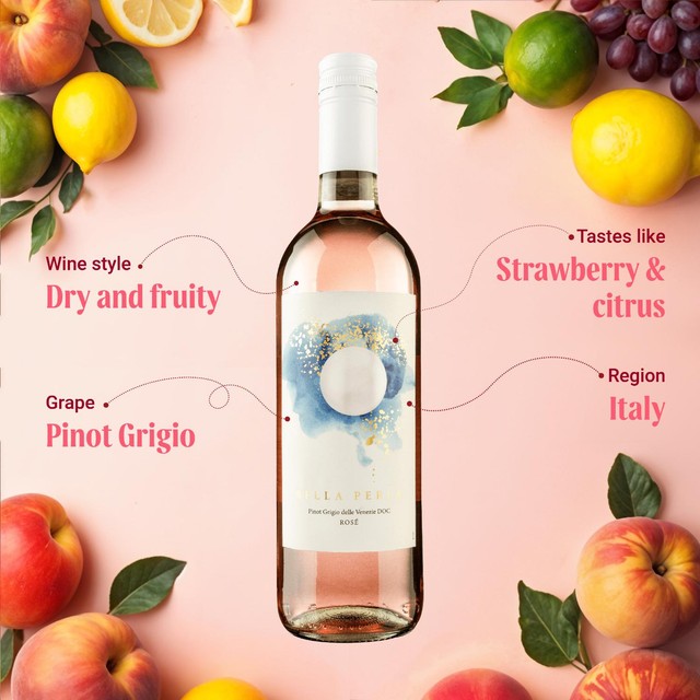 Virgin Wines Bella Perla Pinot Grigio Blush rosé wine, UK version