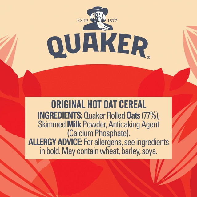Quaker original hot oat cereal porridge pot 57g, imported from the UK