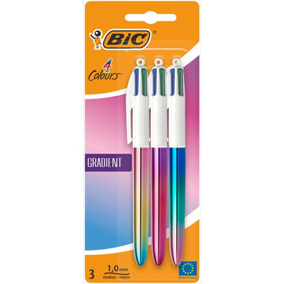 M&S Bic 4 Colours Gradient Retractable Ballpoint Pens Pack of 3- Buy online at McGrocer