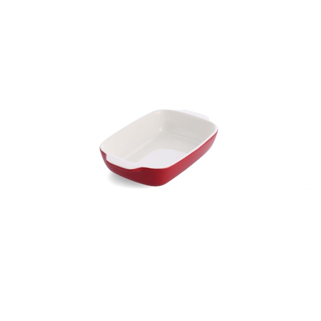 KitchenAid Empire Red 26cm stoneware casserole dish with bamboo lid, UK version