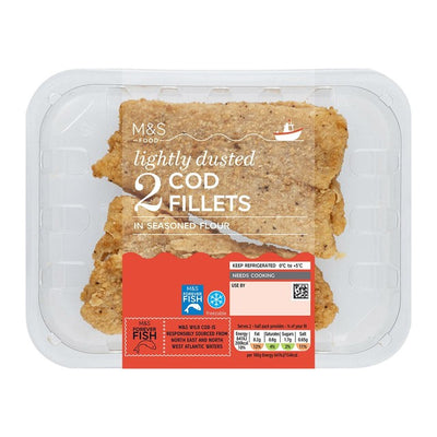 M&amp;S 2 leicht bestäubte Kabeljaufilets gefroren Fischfilets 260g