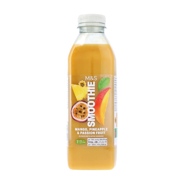 M&S mango, pineapple, passion fruit smoothie 750ml, imported from the UK