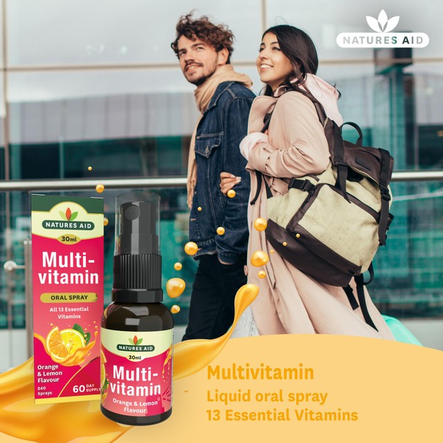 Natures Aid multivitamin oral spray Orange & Lemon flavour 30ml, imported from the UK