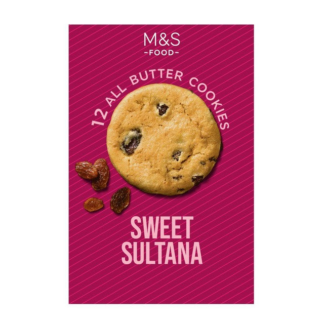 M&S Sultana Cookies All Butter 200g, imported from the UK