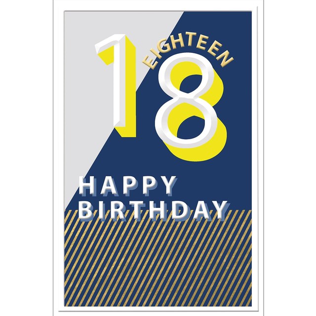 Abacus blue and yellow 18th birthday card - British product