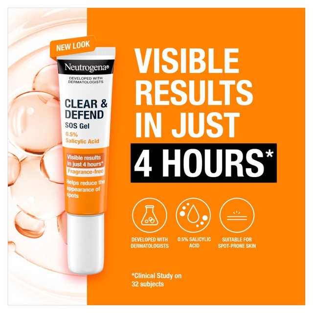 Neutrogena Clear & Defend SOS acne gel 15ml, imported from the UK