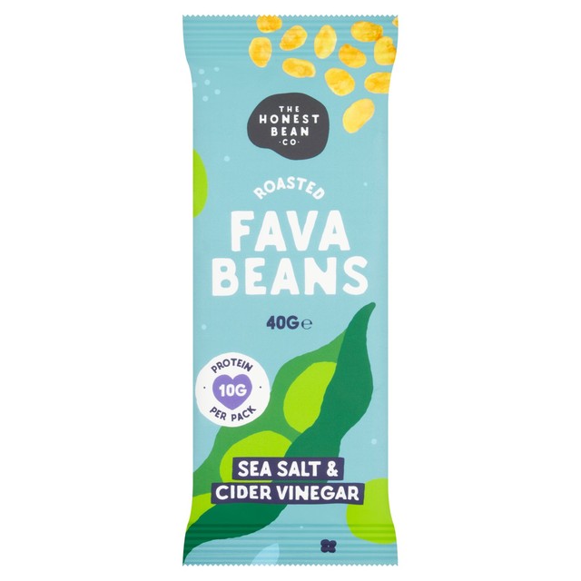 Honest Bean roasted fava bean snack sea salt and cider vinegar 40g, UK version