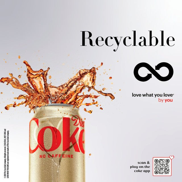 Coca-Cola Diet Coke No Caffeine 8 x 330ml cans - British product