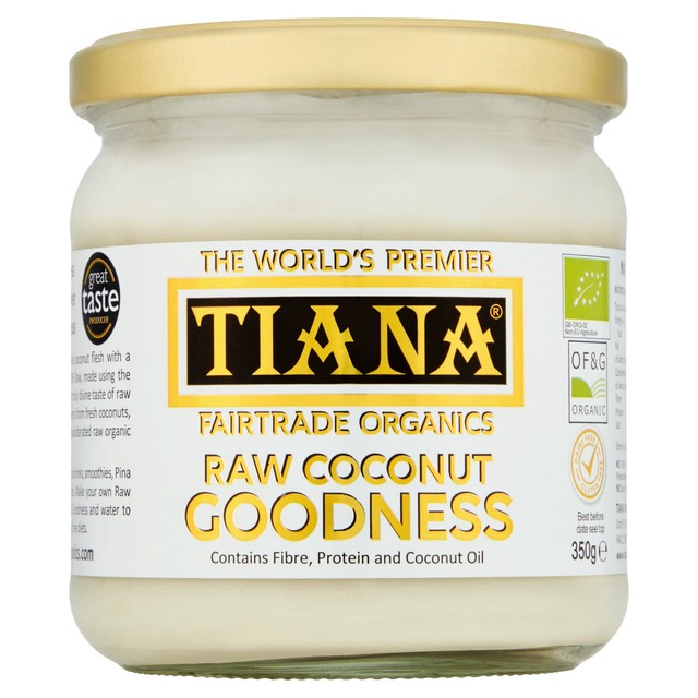 Tiana Raw Coconut Goodness coconut flesh jar 350ml (British brand)