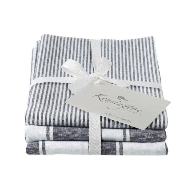 Eddingtons black stripe tea towels pack of three, UK version