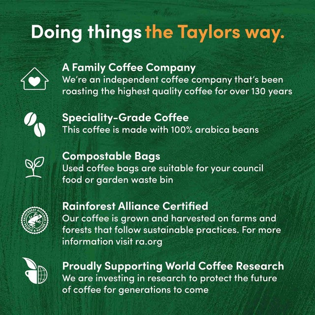 Taylors Of Harrogate Rich Italian Ground Coffee Bags (British brand)