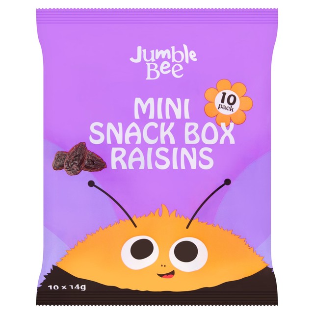 Jumble Bee seedless mini box raisins 10 x 14g, UK version