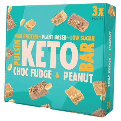 M&S Pulsin Keto Choc Fudge and Peanut Protein Bar Multipack 3 x 30g- Buy online at McGrocer