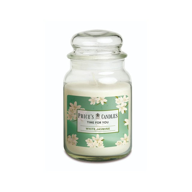 Price's White Jasmine jar candle 510g, imported from the UK
