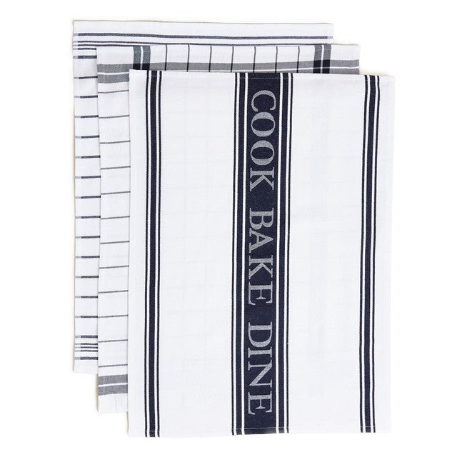 M&S blue striped tea towels set of 3, 50x70cm, imported from the UK