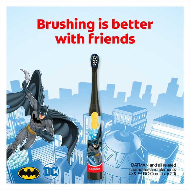 Colgate Kids Battery Toothbrush with Extra Soft Batman design - British product