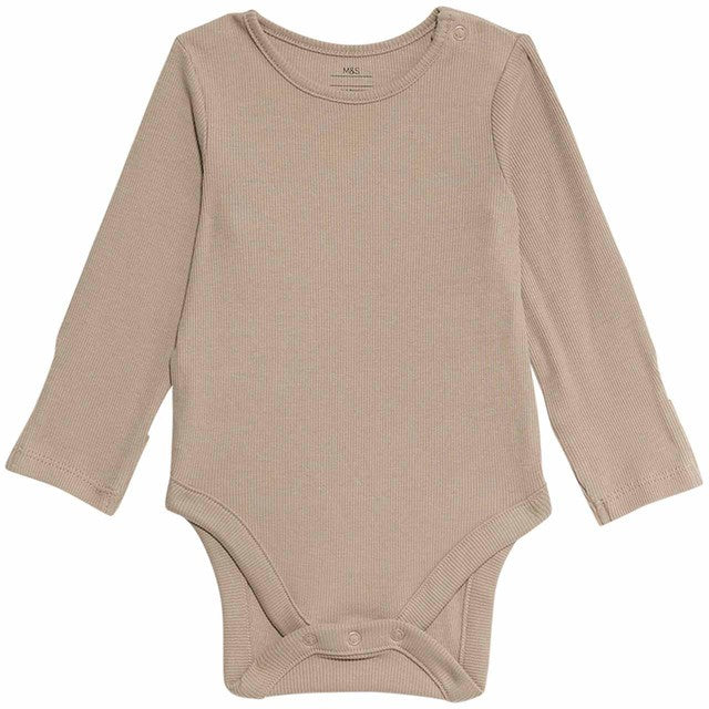 M&S cotton baby outfit brown 0-3 months, imported from the UK