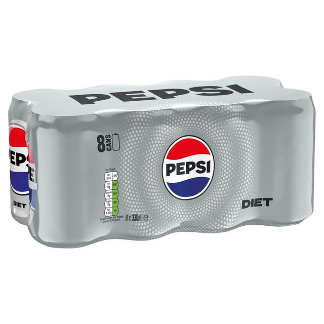 Pepsi Diet Cola 8 x 330ml cans, imported from the UK