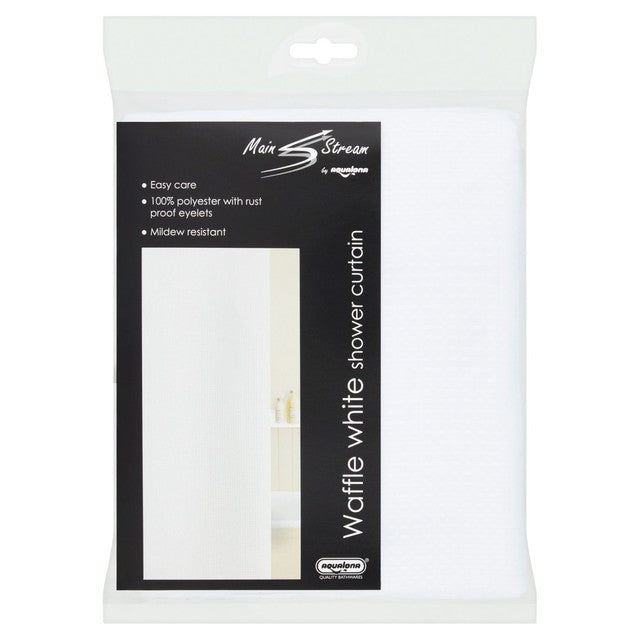 Aqualona white waffle shower curtain 180x180cm - British product
