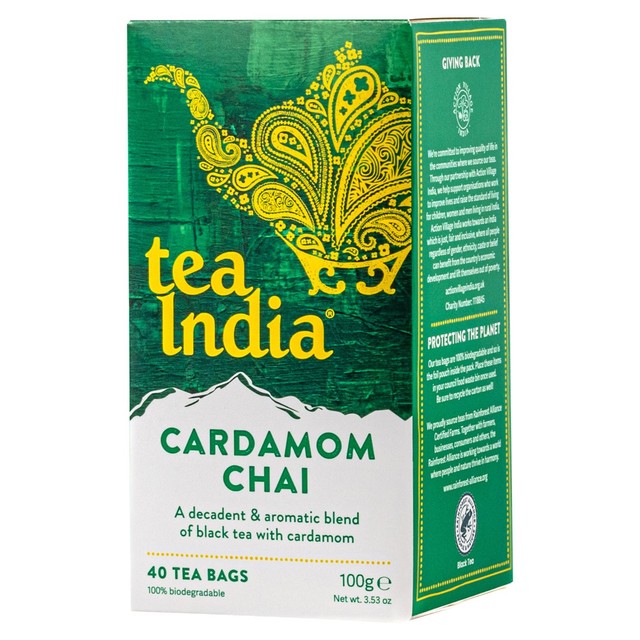 Tea India Cardamom Chai tea bags 40 count (British brand)