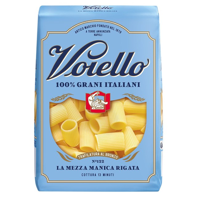 Voiello Mezze Maniche Rigate durum wheat pasta - British product