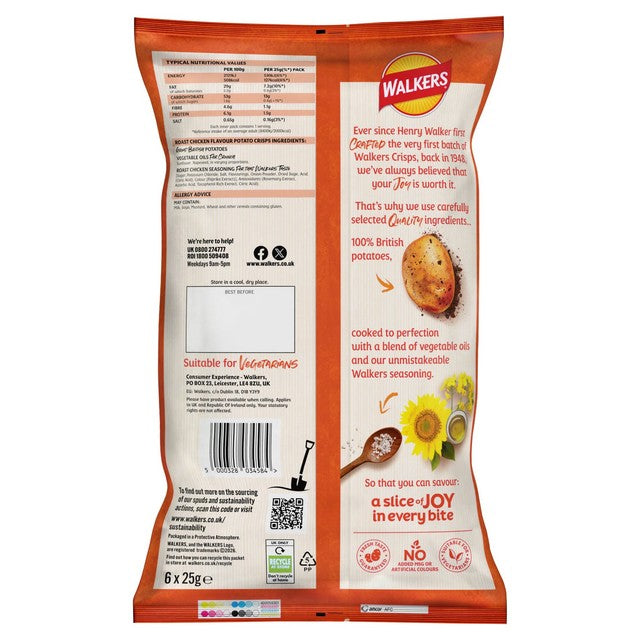 Walkers Roast Chicken crisps 6 bags (British brand)