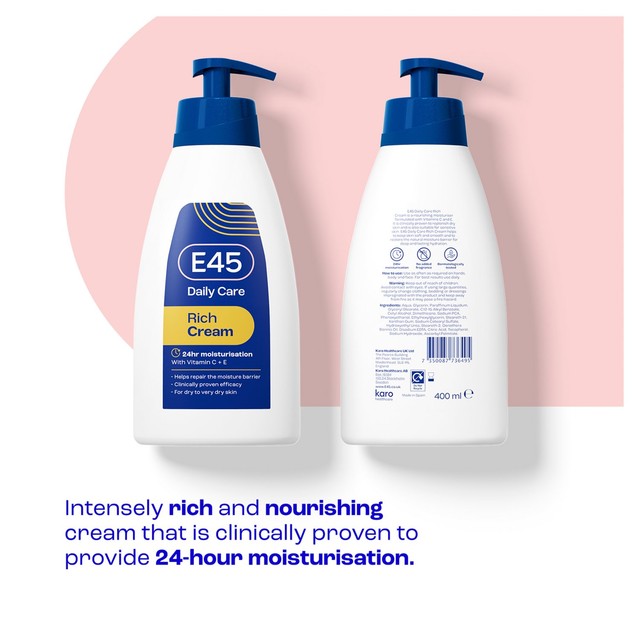 E45 Rich Moisturiser Cream 400ml Pump - British product