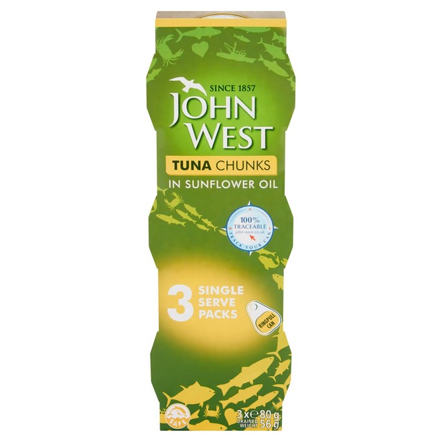 John West tuna chunks in sunflower oil 3 x 80g, UK version