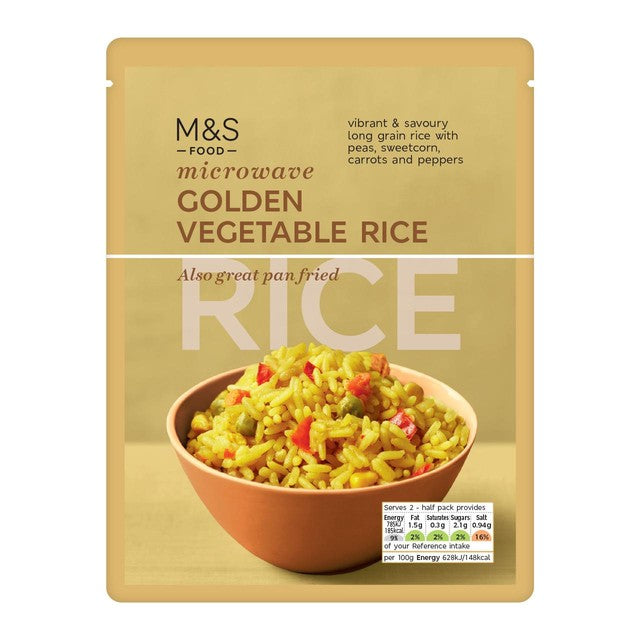M&S microwave golden vegetable rice, imported from the UK